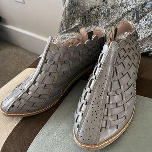 Grey mule type slip on shoe